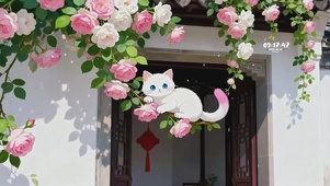蔷薇花小猫