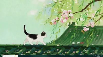 春日檐角的花猫