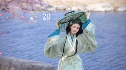 4k古风斗笠美女