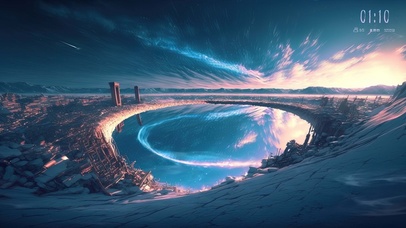 唯美流星霞云废墟