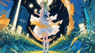 4K唯美治愈月光插画美少女