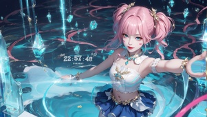 4K水中水晶少女