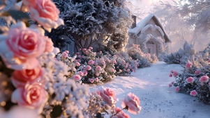 雪中玫瑰花园小屋
