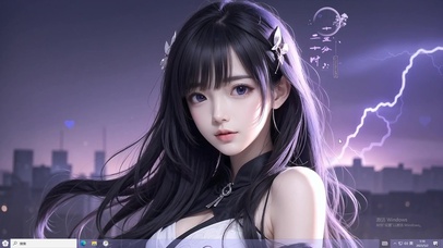 4k都市背景雷电影美少女