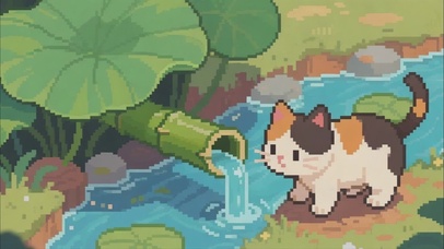 喝水的像素小猫