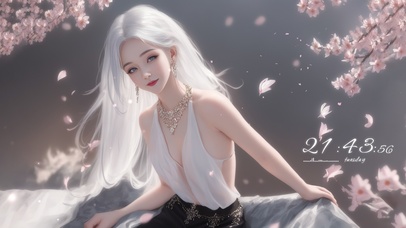 唯美白发樱花少女
