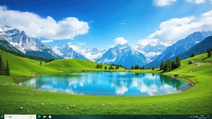 护眼碧湖雪山主题