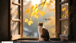 窗外望秋猫咪