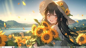 治愈向日葵捧花女孩