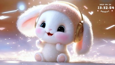 4K快乐的大耳朵兔