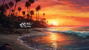 4k 美丽的棕榈日落海边风景