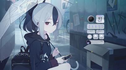 雨中街道少女
