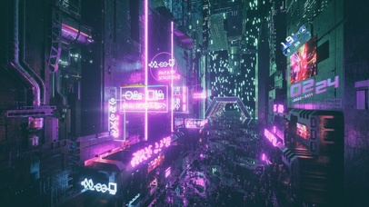 赛博朋克繁华城市