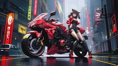 【4K】互动，二次元机车少女