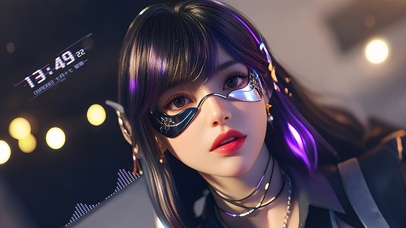 赛博霓虹酷飒少女