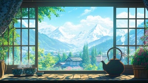 雪山下的小镇