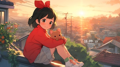 红色蝴蝶结少女