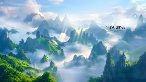 浓雾笼罩群山