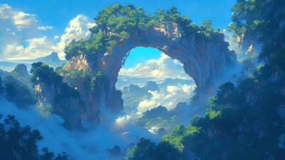 天然拱形岩石门洞