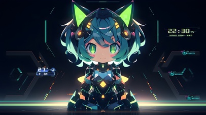 可爱猫耳机甲少女