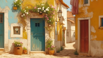 静谧葡式风情旧城街道