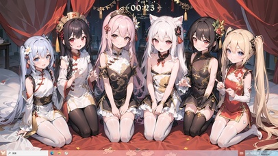 4k国风美少女性感旗袍黑白丝