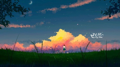 4K 唯美夜晚星空少女