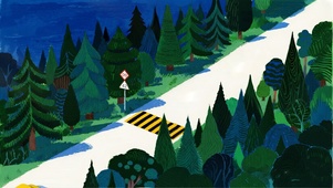 童画治愈临海小森林+路牌时钟