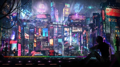 赛博朋克炫酷雨城