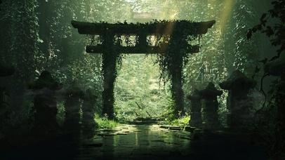 治愈护眼绿林神社