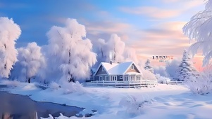 4k冬天雪松