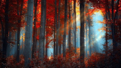 治愈唯美秋季阳光枫林