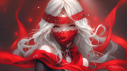 古风口罩红衣女孩