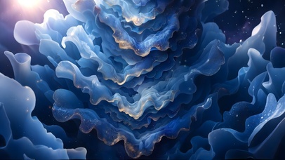 4K高级感蓝色鎏金艺术