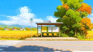 秋天路边站台