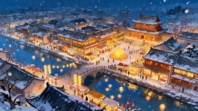 春节期间热闹的古镇