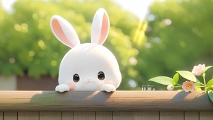 栏杆上的小兔