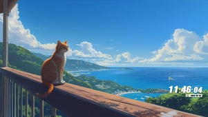 欣赏风景猫咪