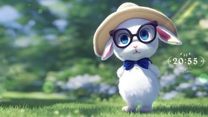 呆萌的戴眼镜小兔兔