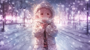 雪墨壁纸丨小圆丨冬日少女丨