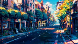 4k绿植街道