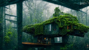 4K绿色森林房屋