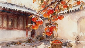 外婆小院柿子树