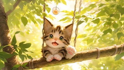 森林秋千猫咪