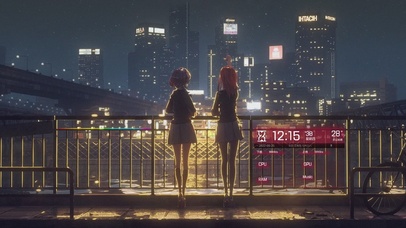 夜晚城市街头的少女