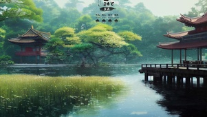 凉亭烟雨