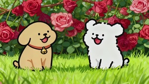 可爱情侣线条小狗