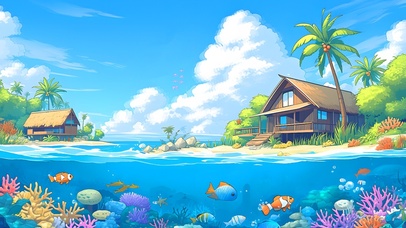 小清新海底小屋