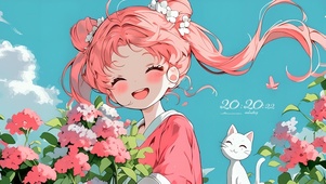 捧花可爱女孩