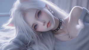 甜美可爱居家猫耳少女
